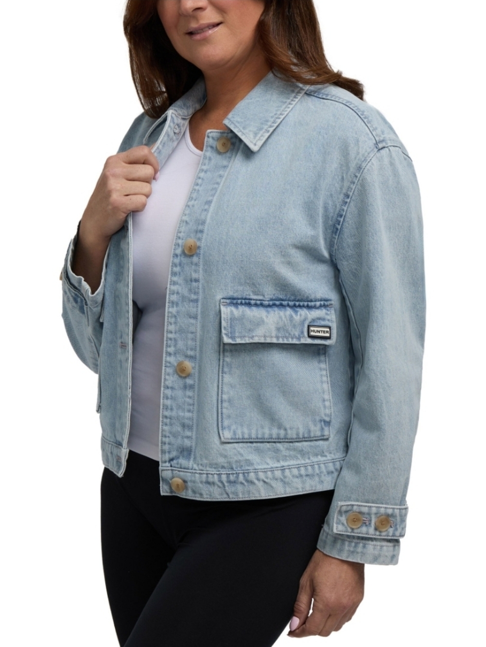 NEW! Hunter Button Front Utility Denim Jacket Size S